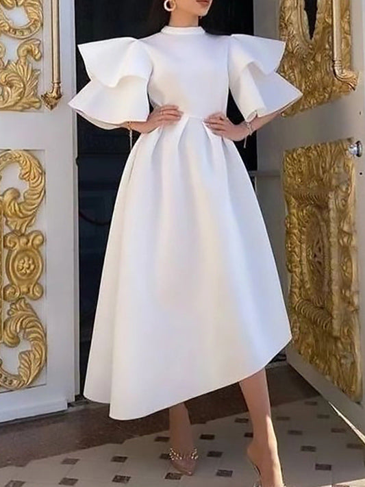 Elegant Ruffled Sleeve Maxi Dress Stylish Polyester Cocktail Dress