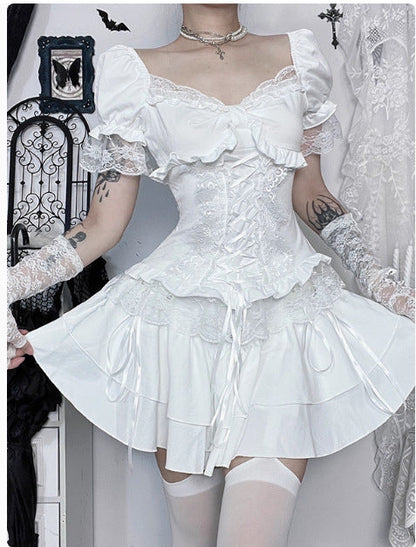 Summer Mini Skirt with Cross Pattern - Polyester Blend Casual Style
