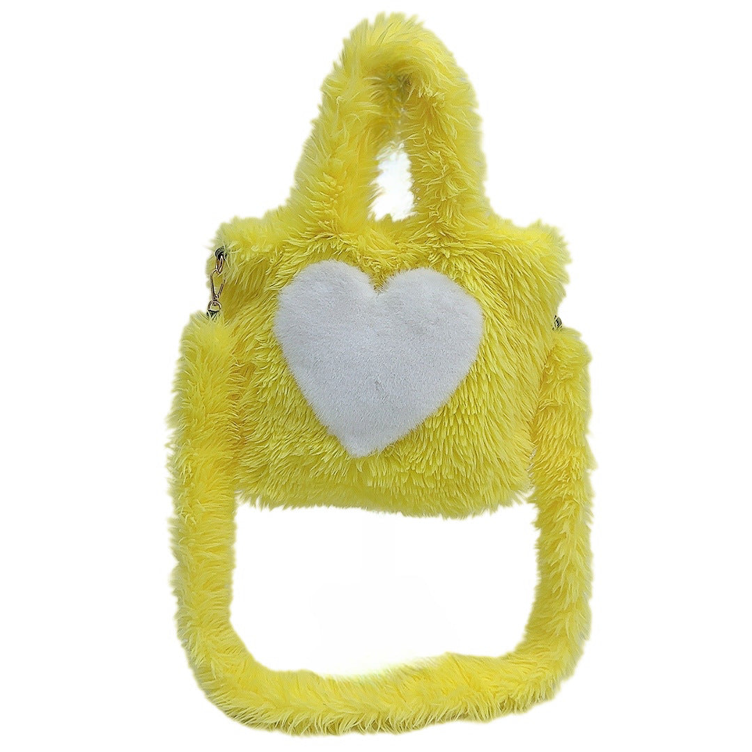 Large Capacity Fuzzy Heart Tote Shoulder Bag