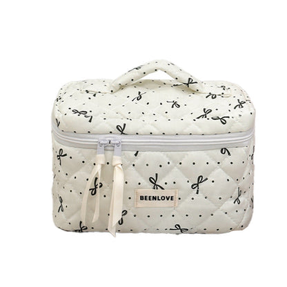 Trendy Print Quilted Large Capacity Makeup Bag