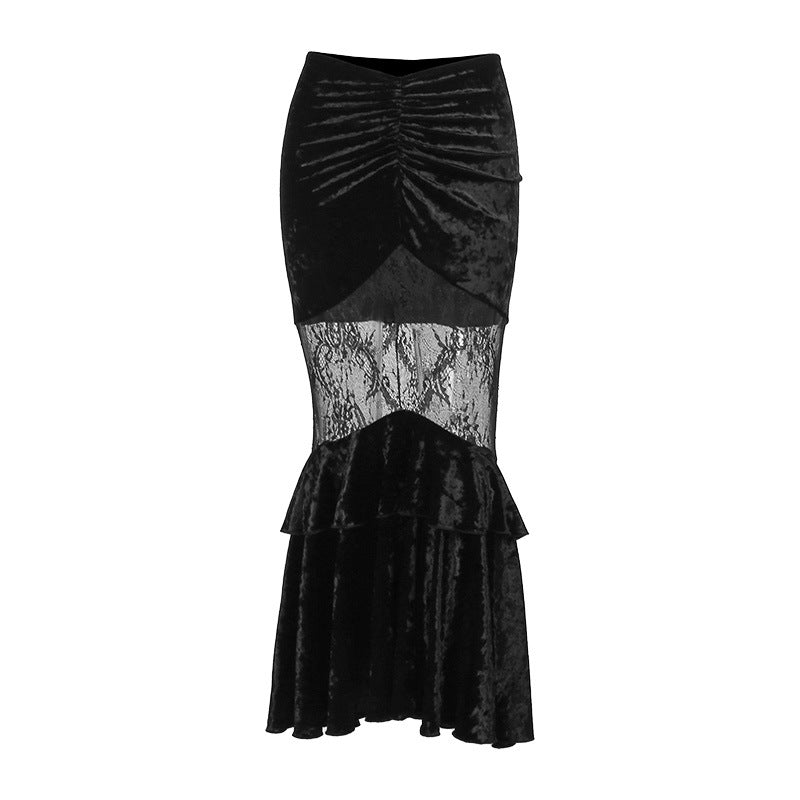 Sheer Lace Panel Bodycon Maxi Dress
