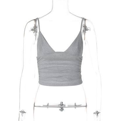 Trendy Casual V-Neck Crop Top