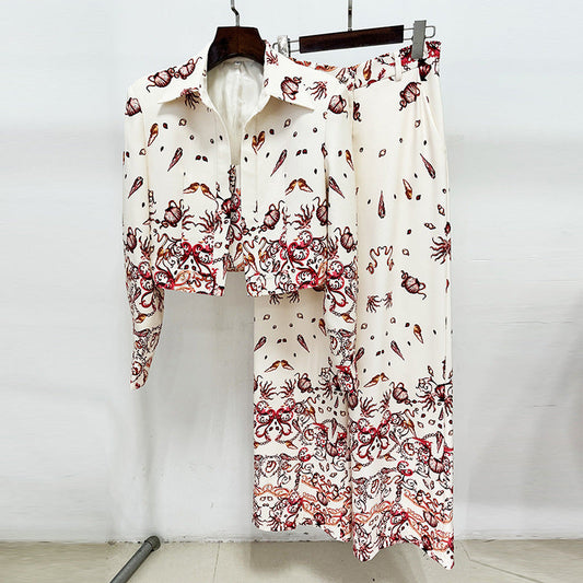 Undersea Print Crop Top And Pants Set