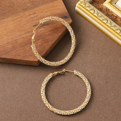 Geometric Rhinestone Circle Earrings For Women