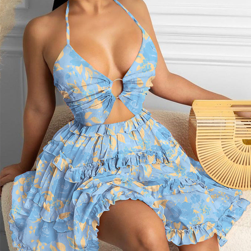 Sexy Hollow Neck V-Neck Cake Dress