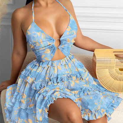 Sexy Hollow Neck V-Neck Cake Dress