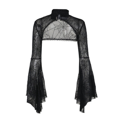 Spider Web Print Sheer Cardi Top for Women