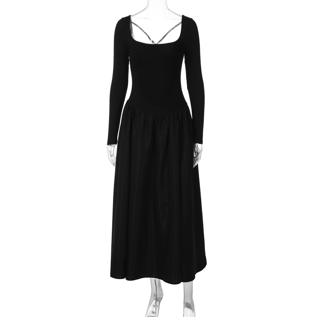Elegant Cross-Back Women's Dress Trendy Solid Color Long Maxi Dress