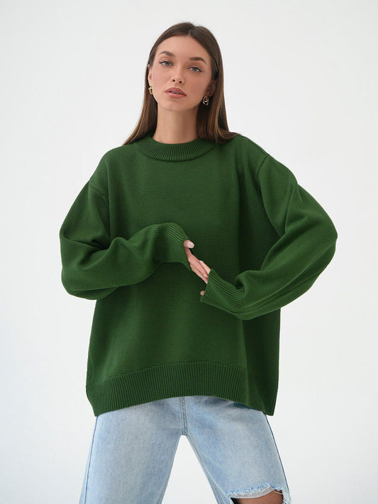 Casual Solid Color Sweater Knitted Pullover