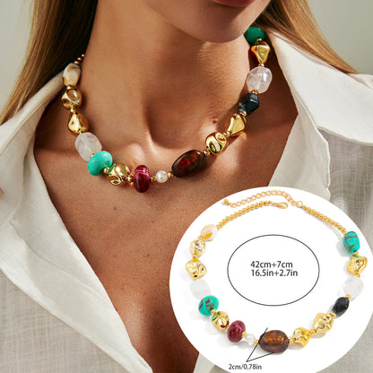 Bohemian Colorful Resin Beaded Necklace Trendy Geometric Design