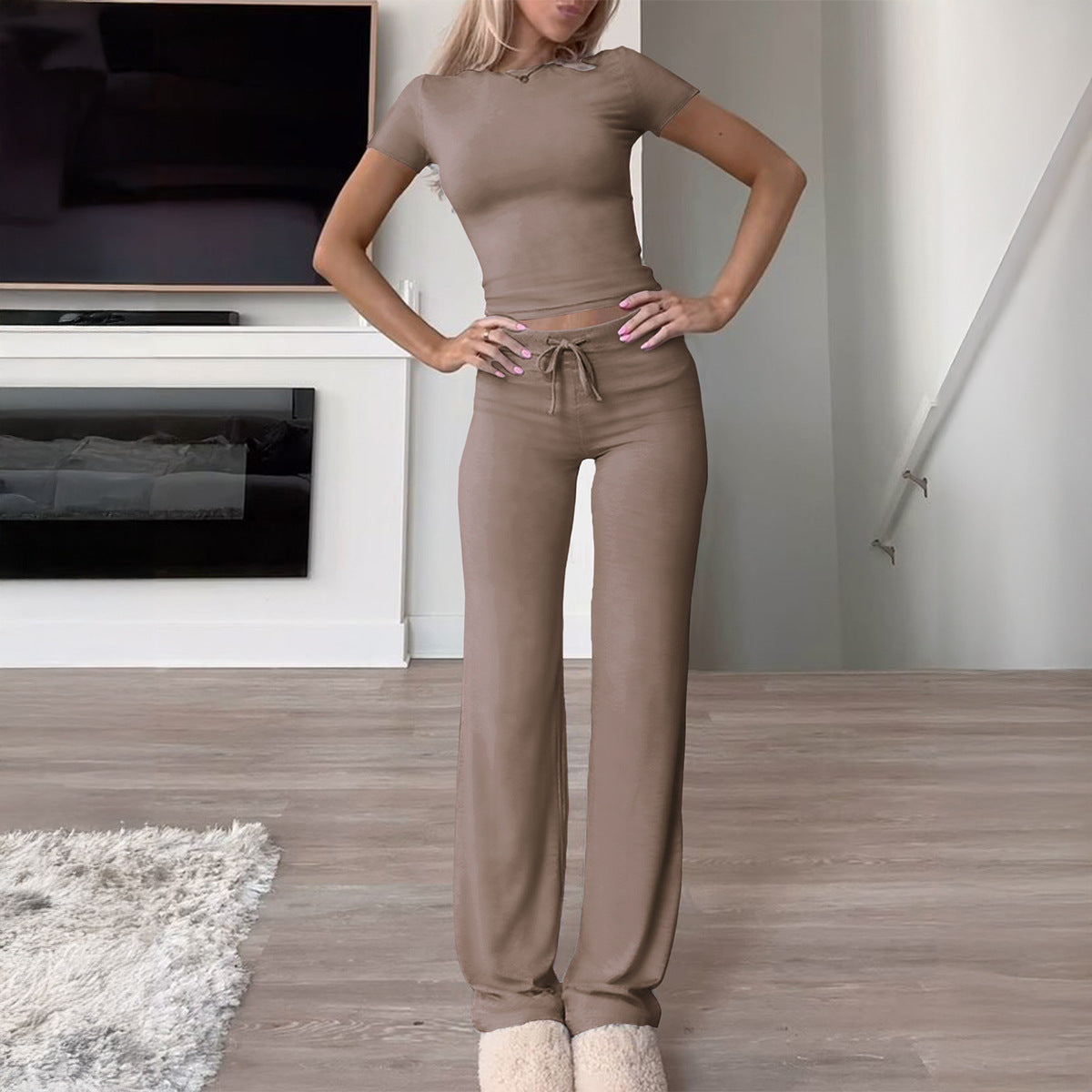 Elegant Solid Color Casual Set for Women