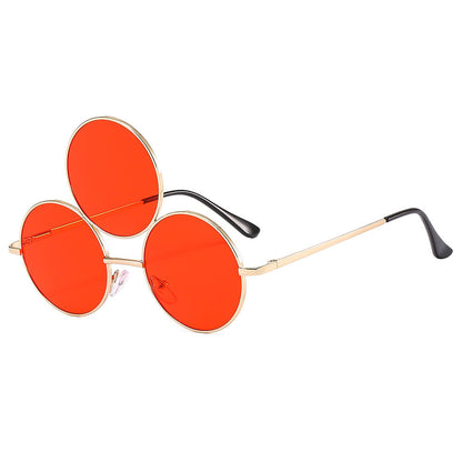 Trendy Round Sunglasses with Unique Double Ring Design