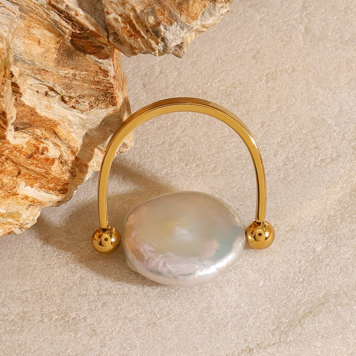 Danity Gold Plated Pearl Band Ring