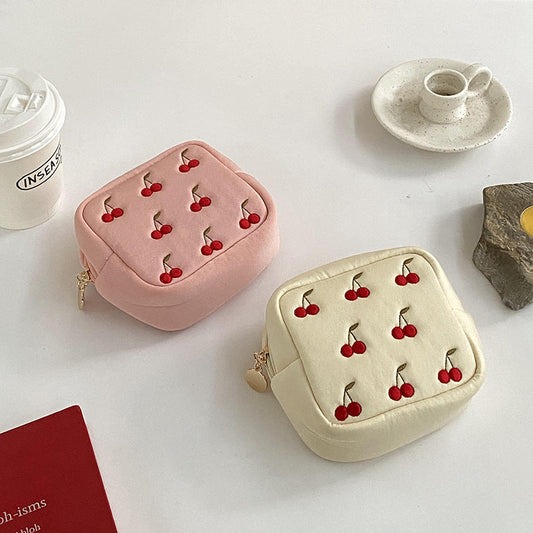 Multi-Functional Portable Makeup Bag Cherry Coin Purse