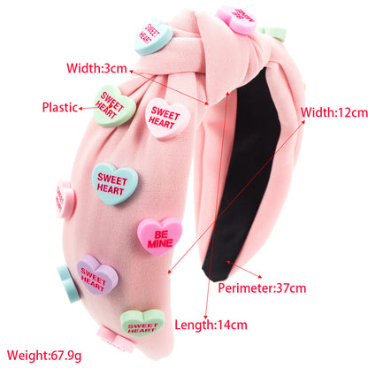 Valentine's Day Heart Shaped Hairband Cute Thick Fabric Headband