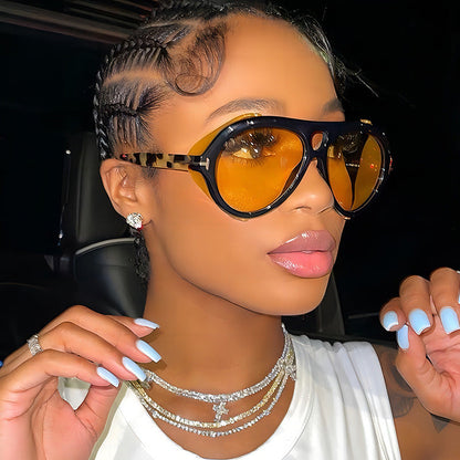 Trendy Double-Bridge UV400 Sunglasses Oversized Retro Style