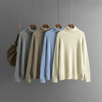 Solid Color Turtleneck Thicken Knit Sweater