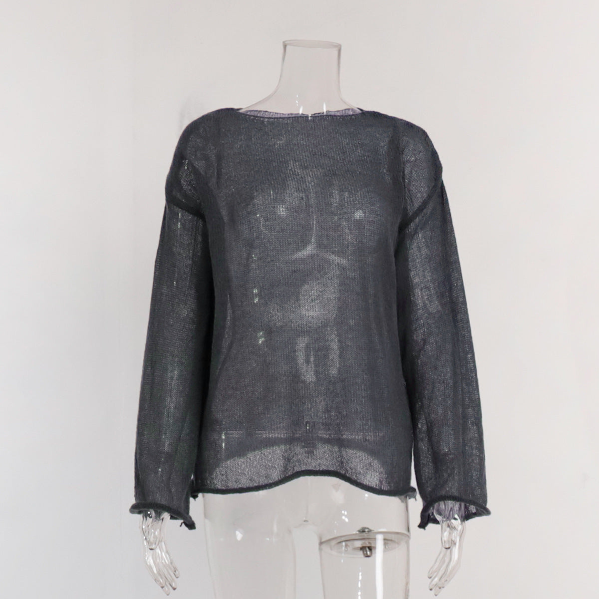 Hollow Knit T-Shirt with Bell Sleeves for Women