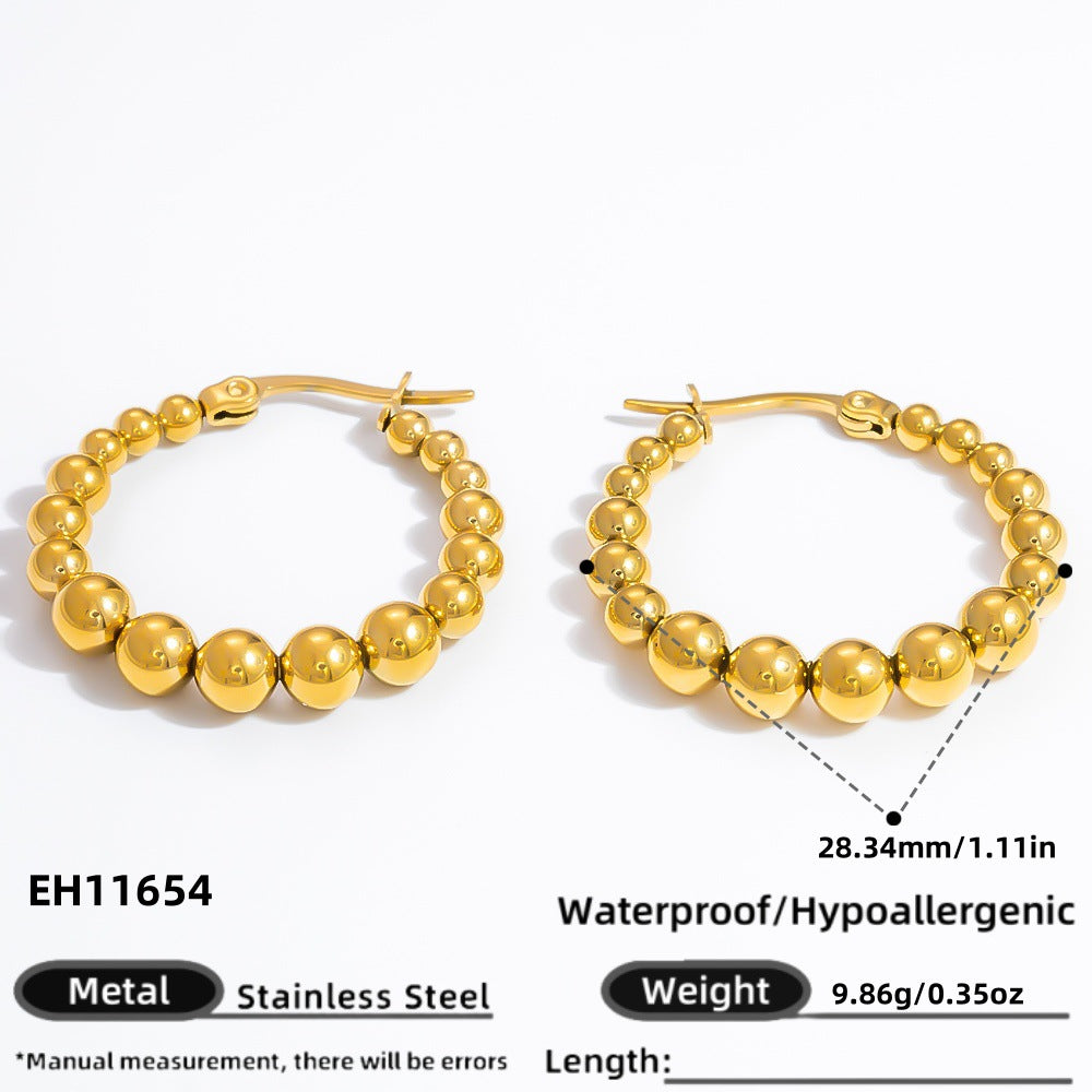 Fashionable Titanium Steel Heart Shaped Earrings with 18K Gold Plating
