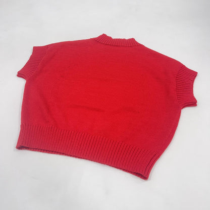Simple Knit Heart Short Sleeve Sweater