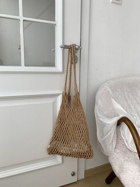 Large Capacity Handwoven Beach Bag Casual Cotton Tote