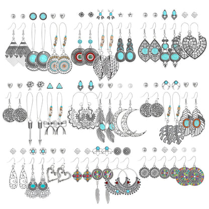Trendy Bohemian Vintage Silver Earring Set