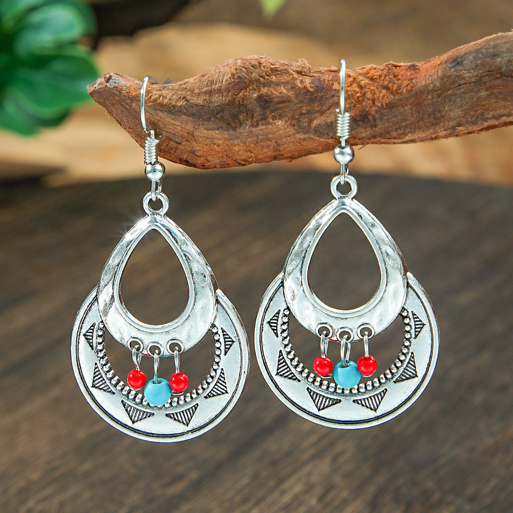 Bohemian Turquoise Teardrop Earrings Vintage Alloy Geometry
