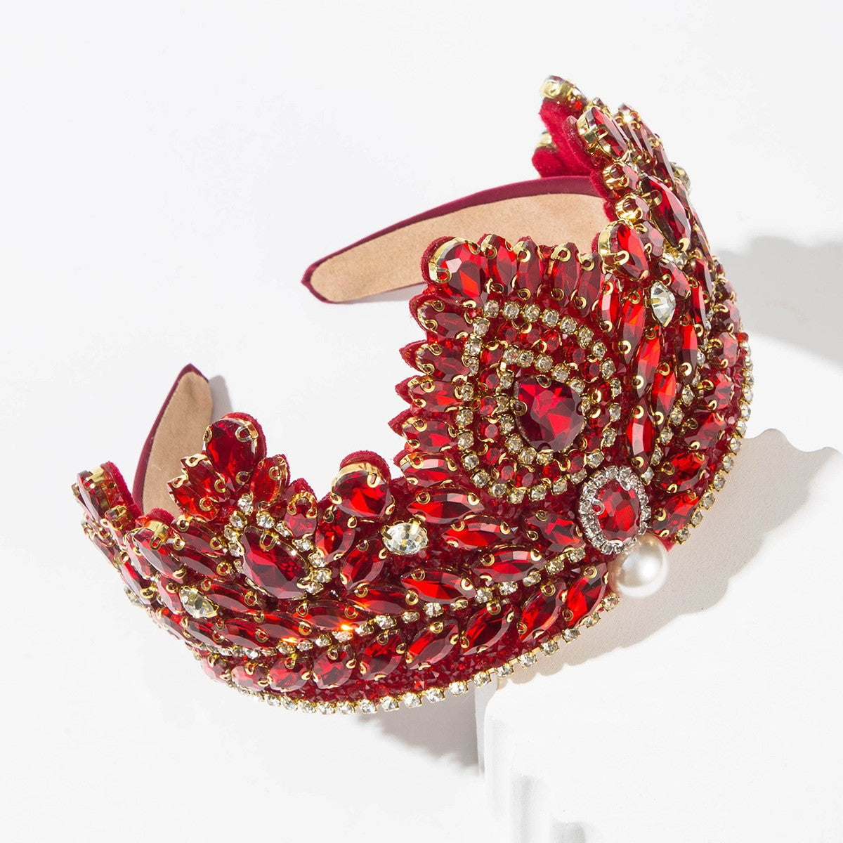 Baroque Style Wide Headband with Crystal Accents