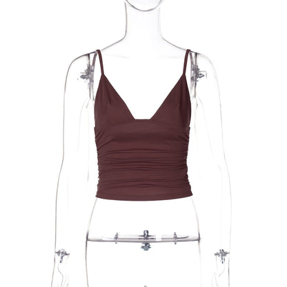 Trendy Casual V-Neck Crop Top