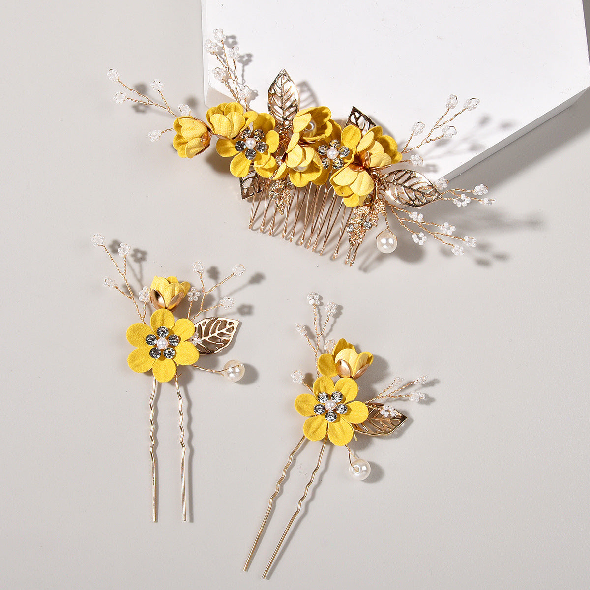 Bridal Floral Hair Combs Set in Pastel Colors