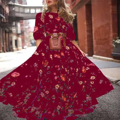 Bohemian Style Printed Chiffon Maxi Dress For Women