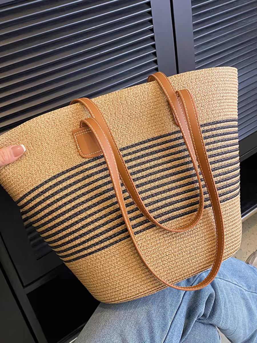 Women's Summer Straw Tote Bag Large Capacity Woven Shoulder Bag