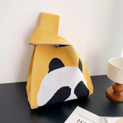 Knitted Tote Bag With Cute Designs Soft Polyester Casual