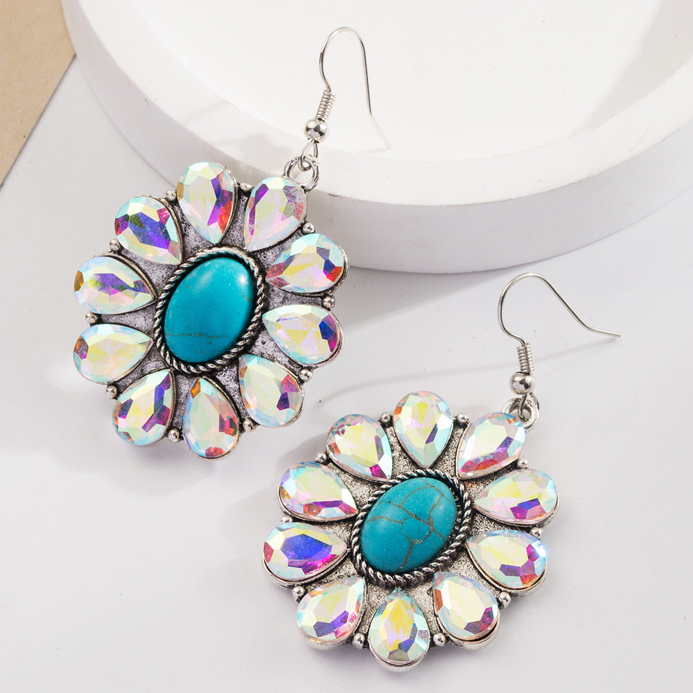 Trendy Heart-Shaped Turquoise Drop Earrings