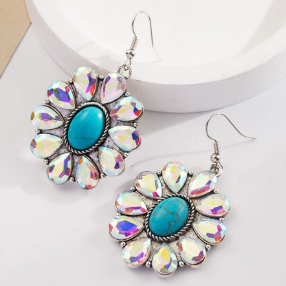 Trendy Heart-Shaped Turquoise Drop Earrings