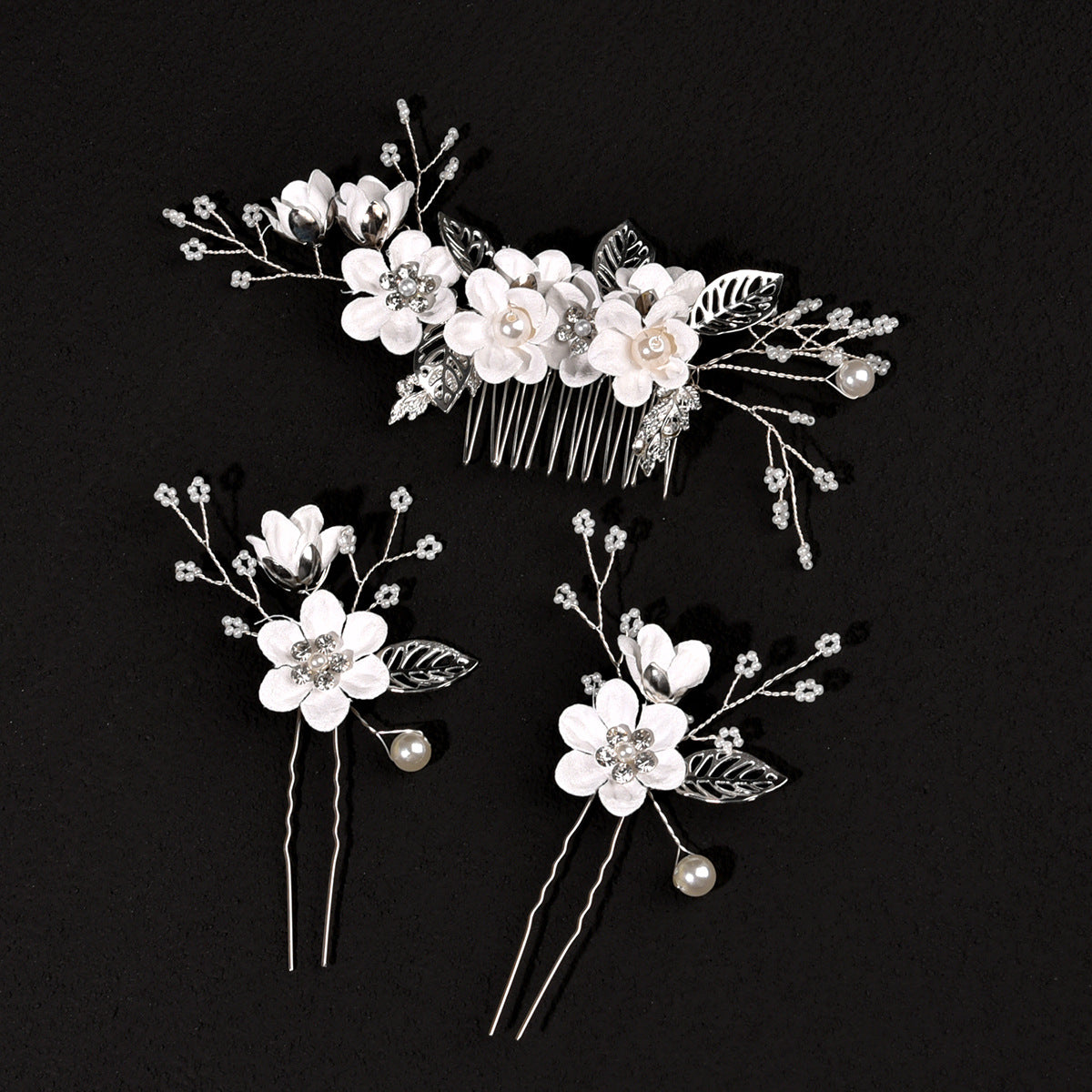 Bridal Floral Hair Combs Set in Pastel Colors