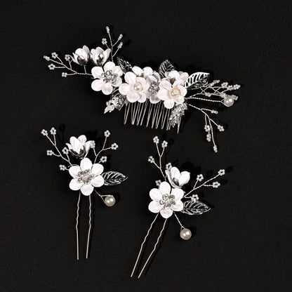 Bridal Floral Hair Combs Set in Pastel Colors