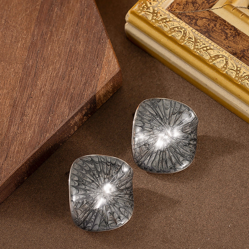Geometric Enamel Drop Earrings Elegant Zinc Alloy