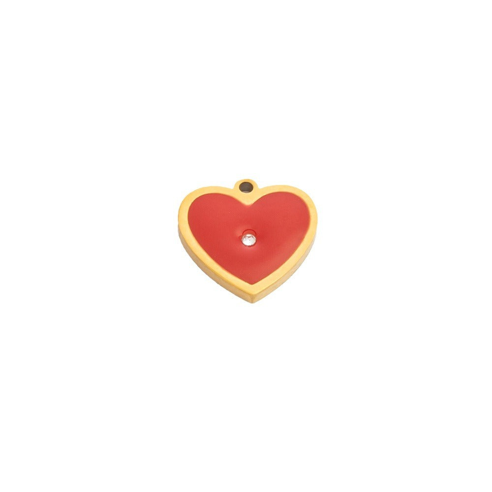 Cute Heart Pendant Stainless Steel Necklace with 18K Gold Plating