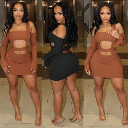 Sexy Hollow Backless Bodycon Mini Dress