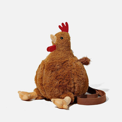 Funny Chicken Plush Crossbody Bag Cute Trendy Bucket Bag