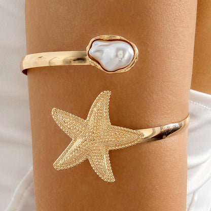 Floral Open Arm Cuff Bracelet Geometric Punk Style Beach Party Jewelry