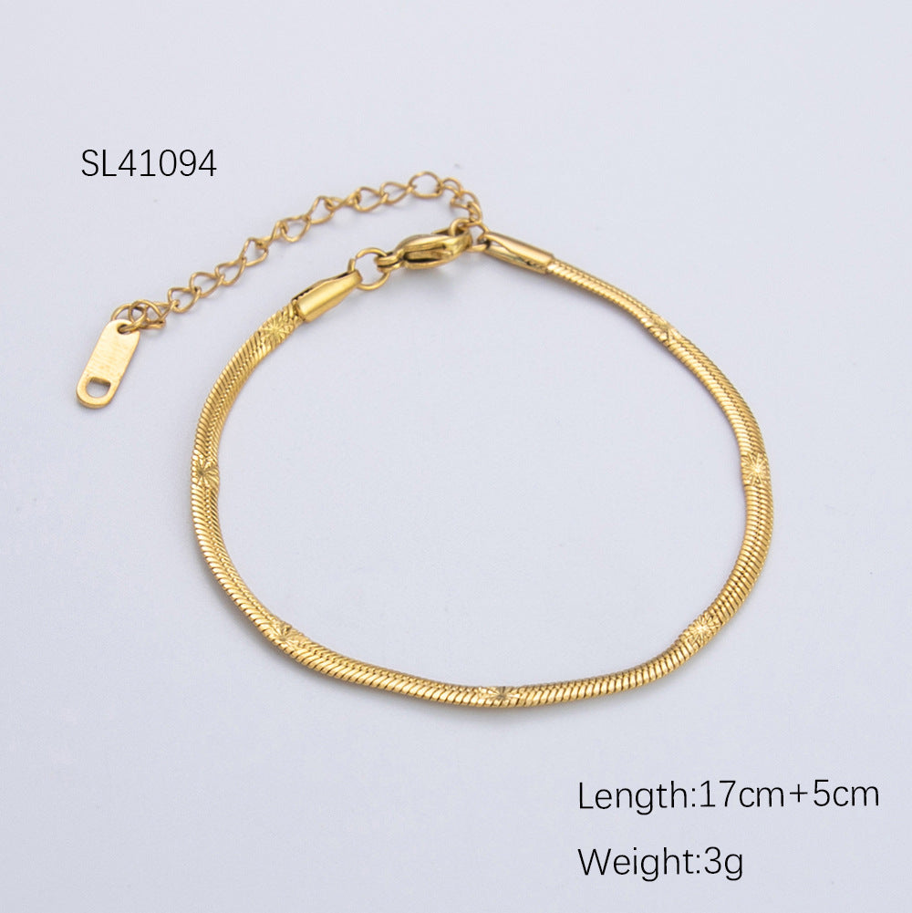 Wavy Titanium Steel Bracelet Luxurious 18K Gold Plated Women's Jewelry
