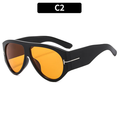 Fashion T-Shaped Oval Sunglasses UV400 Protection Trendy Shades