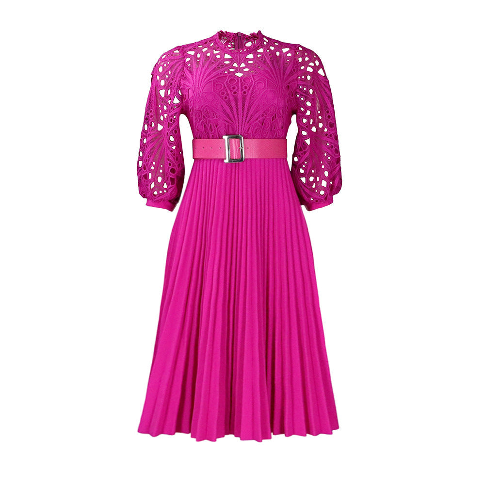 Elegant Lace Pleated Dress All-Season Casual Dress
