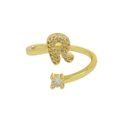 Letters AâZ Sparkling Zircon Adjustable Ring