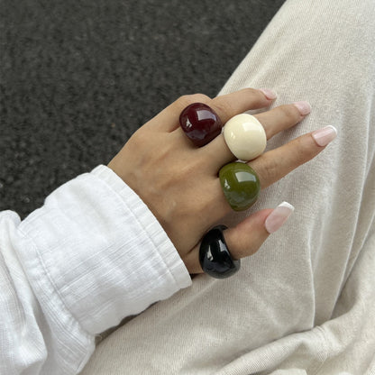 Trendy Geometric Acrylic Statement Ring For Women