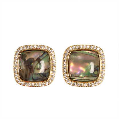 Elegant Shell Stud Earrings With Natural Abalone Inlay