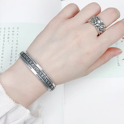 National Tide Prajnaparamita Heart Sutra Opening Bracelet Six-Character Mantra Heart Sutra Bracelet For Men And Women