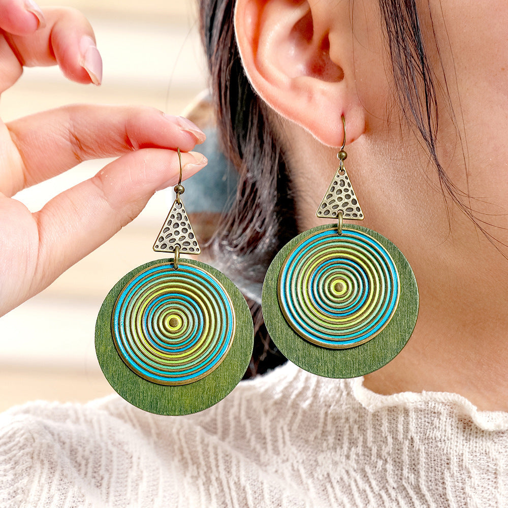 Bohemian Holiday Style Geometric Earrings Colorful Statement Earrings